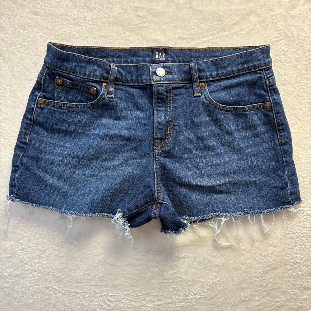 GAP Denim Shorts Dark Wash Raw Hem Casual Women's Size 30 Short Cutoffs